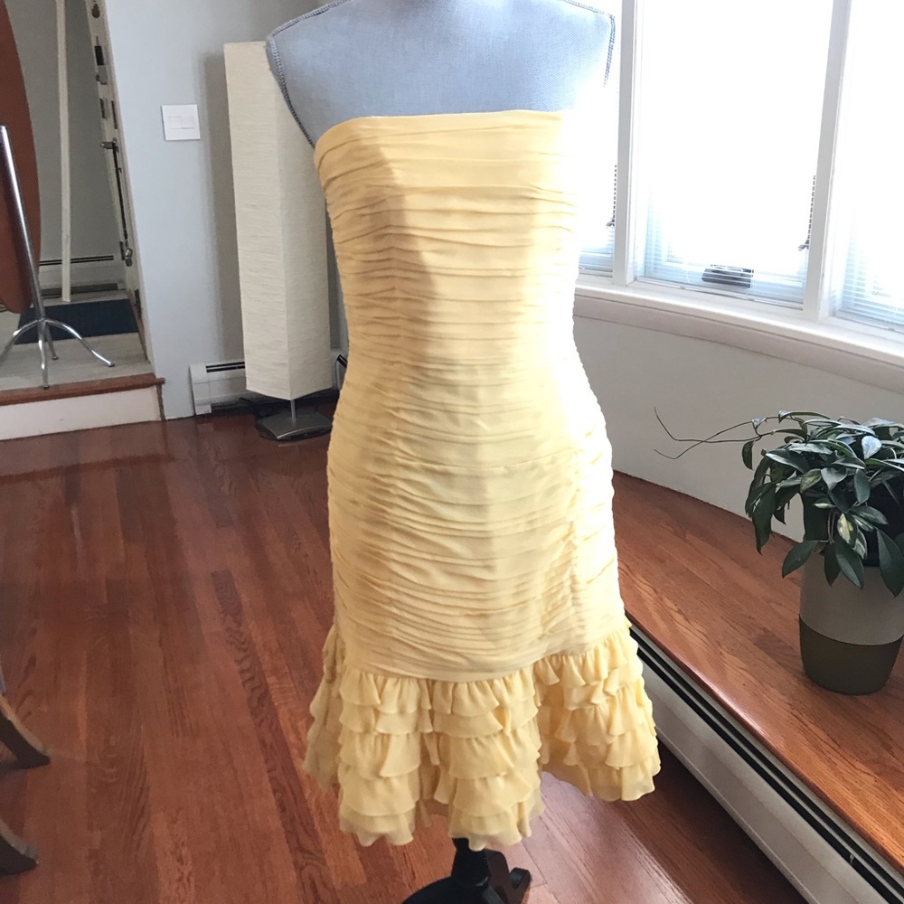 Kay Unger Strapless Prom/Cocktail Dress Yellow